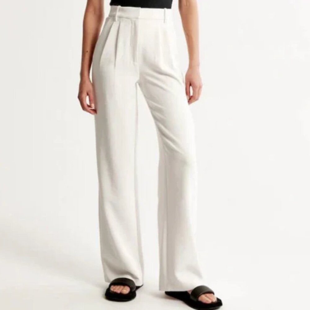 VIRAL Aerelle Wide Leg Tailored Pants (White)